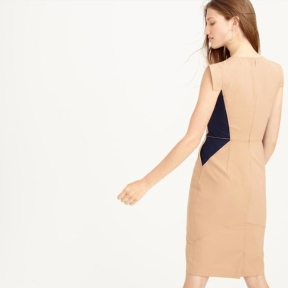 J.Crew Colorblock Sheath Resume Dress in Stretch Italian Wool - Picture 2 of 9